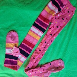 Hanna Andersson Pink Heart Tights, Size 150/160